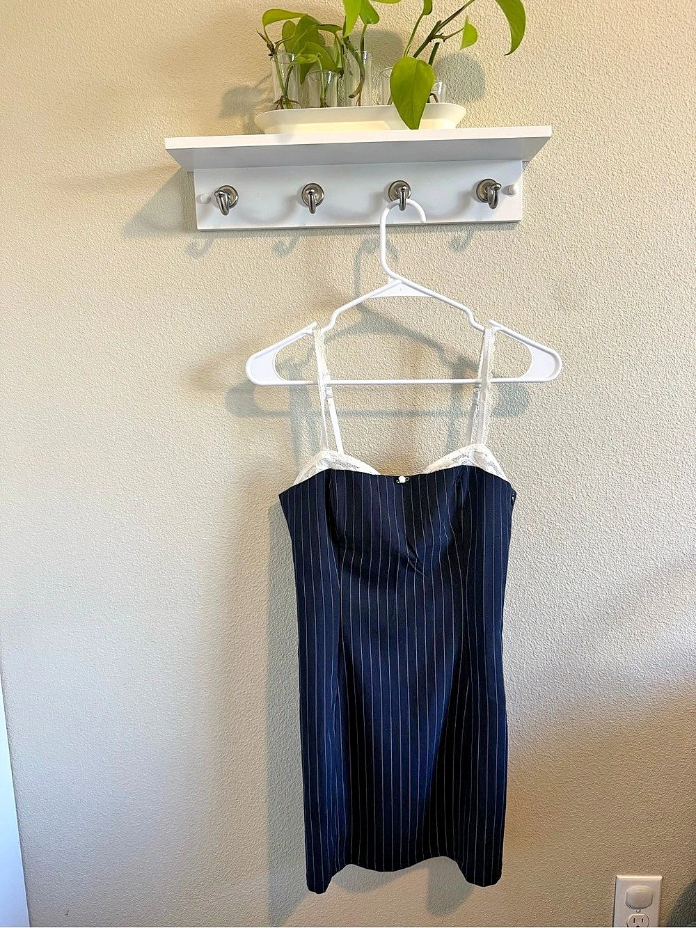 Edikted Pinstripe Mini Dress in Blue & White Like New